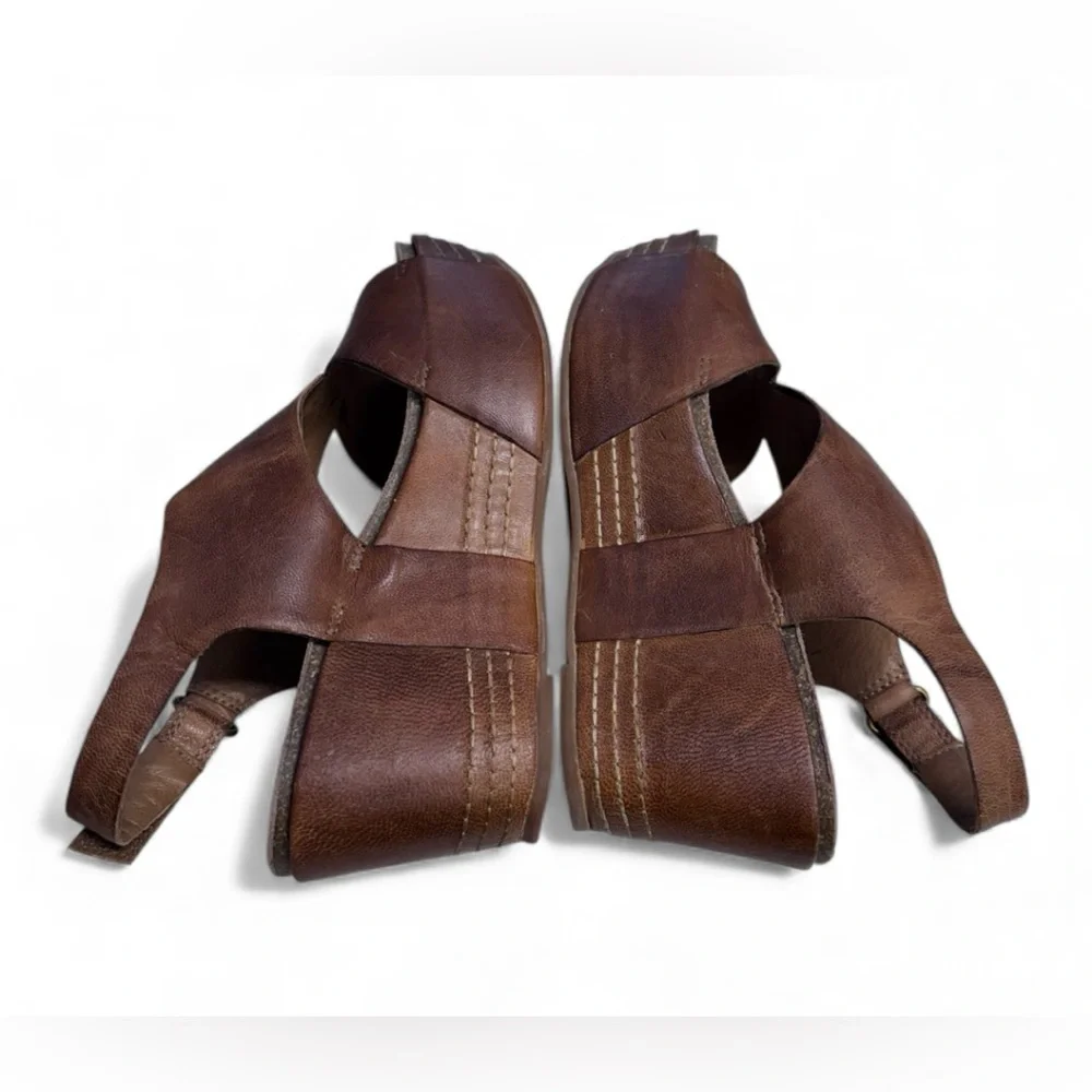 Antelope Collection Rich Brown Leather Platform Sandals Size 39D